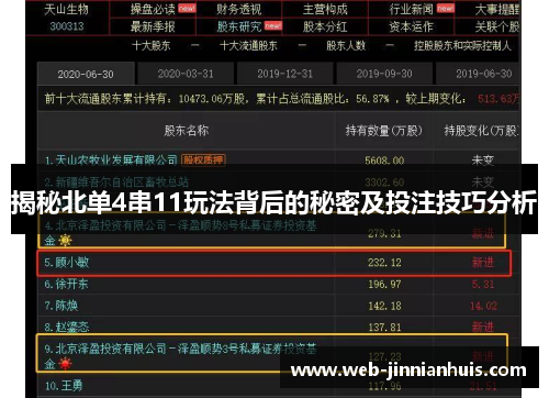 揭秘北单4串11玩法背后的秘密及投注技巧分析